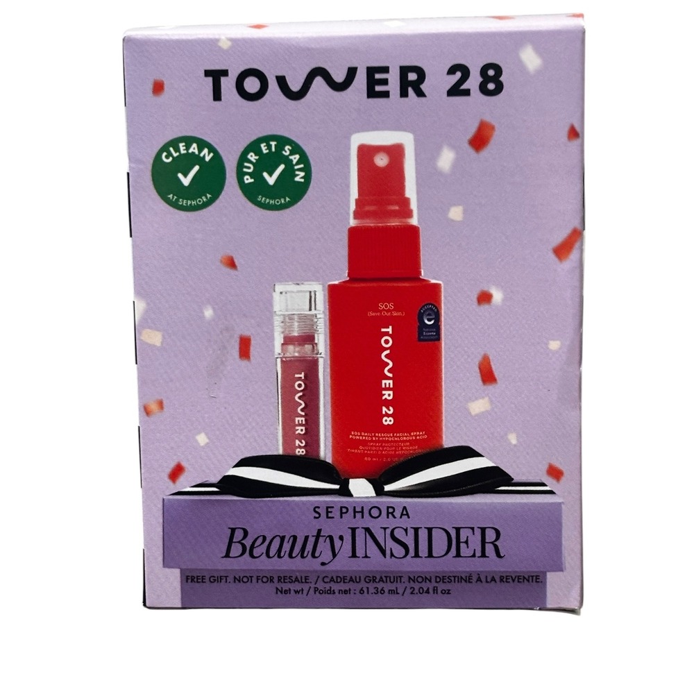 Tower 28 Beauty Insider SOS Facial Spray & ShineOn Lip Jelly Pistachio Set NEW